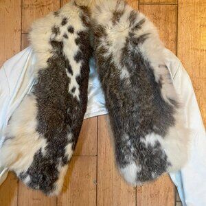 White Leather Jacket with Rabbit Fur